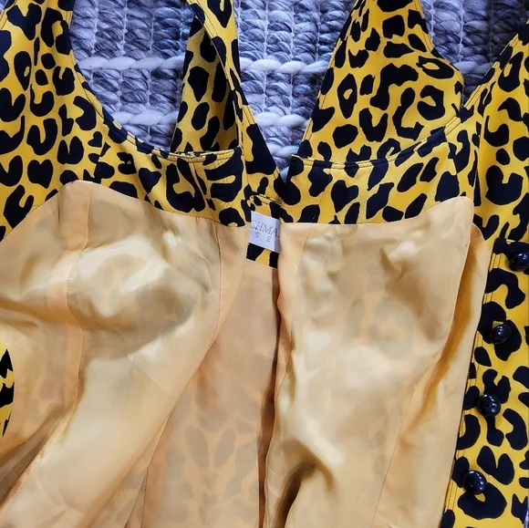 Dana Buchman Vintage 80s Silk Button Duster Dress Size 8 - Picture 4 of 13